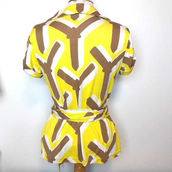 Diane Von Furstenberg Vintage Yellow Mod Wrap Top - Picture 4 of 8